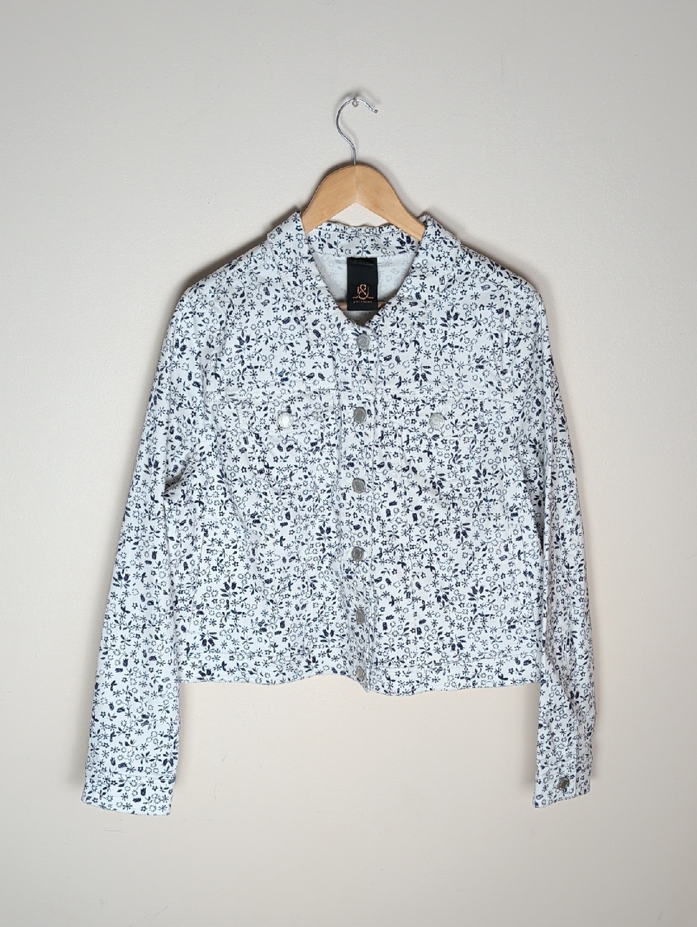 Love & Legend Floral Botanical Stretch Denim Jacket - Size 14